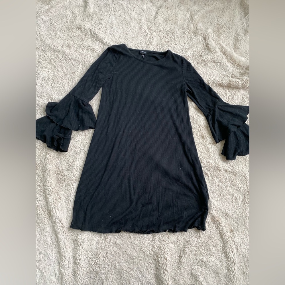 Girls black formal long sleeve dress